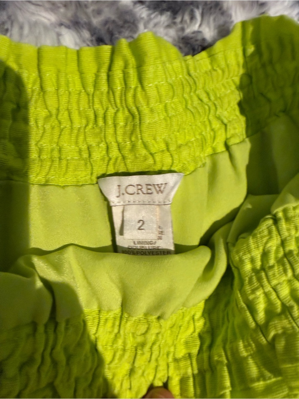 J. Crew Neon Lime Smocked Waist Skirt